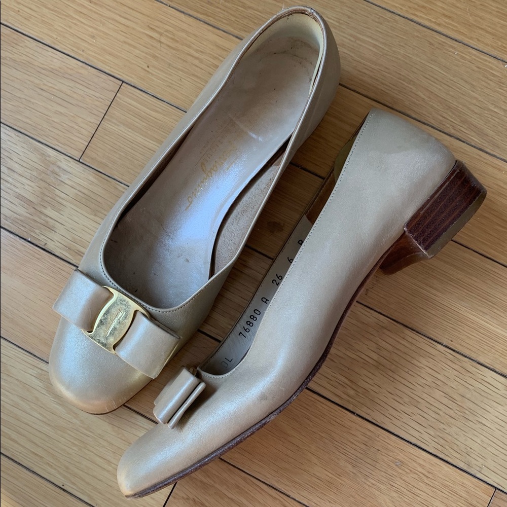 Ferragamo gold pumps